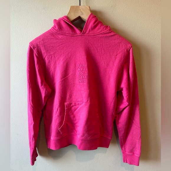 Frankie's Bikinis Tops - Frankie's Bikinis Bright Pink Hoodie with Logo Tag Size Small
